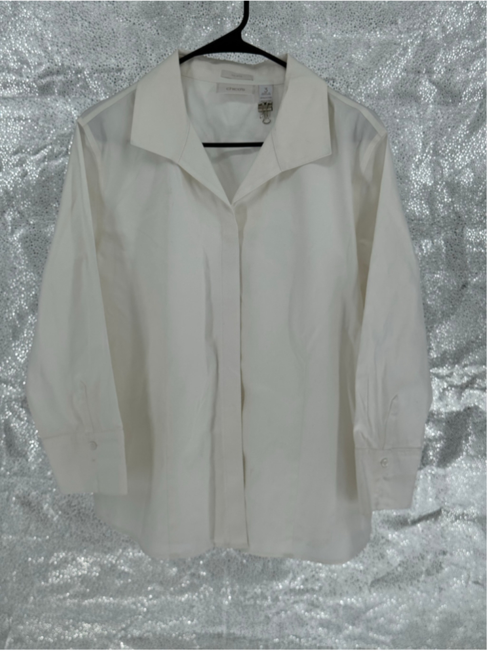 Women's Chico's No-Iron Button Down Shirt White Size 3X